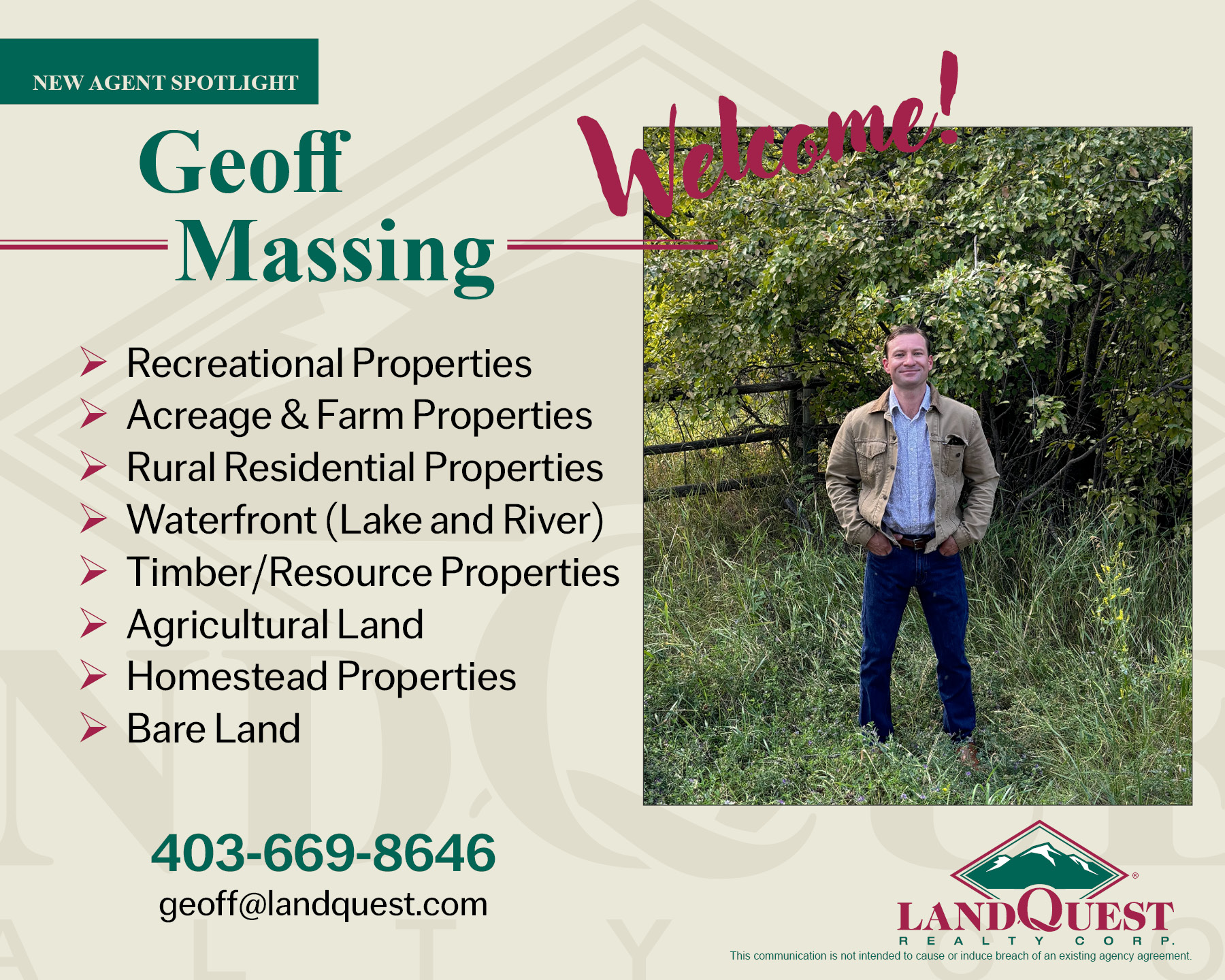 LandQuest - We’re happy to welcome Geoff Massing as a licenced agent to ...