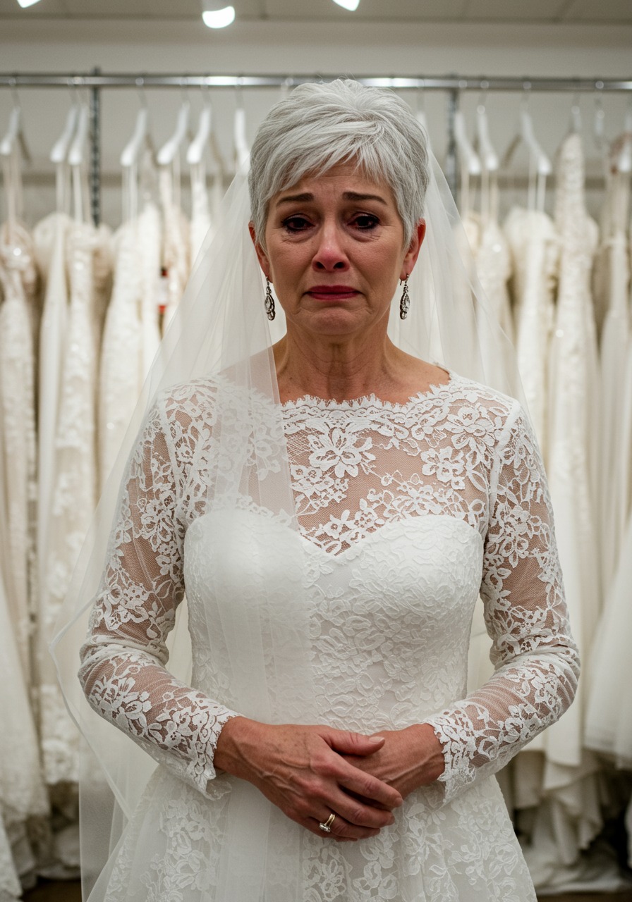 Happy - Rude salesman mocks poorly dressed elderly woman in a bridal ...