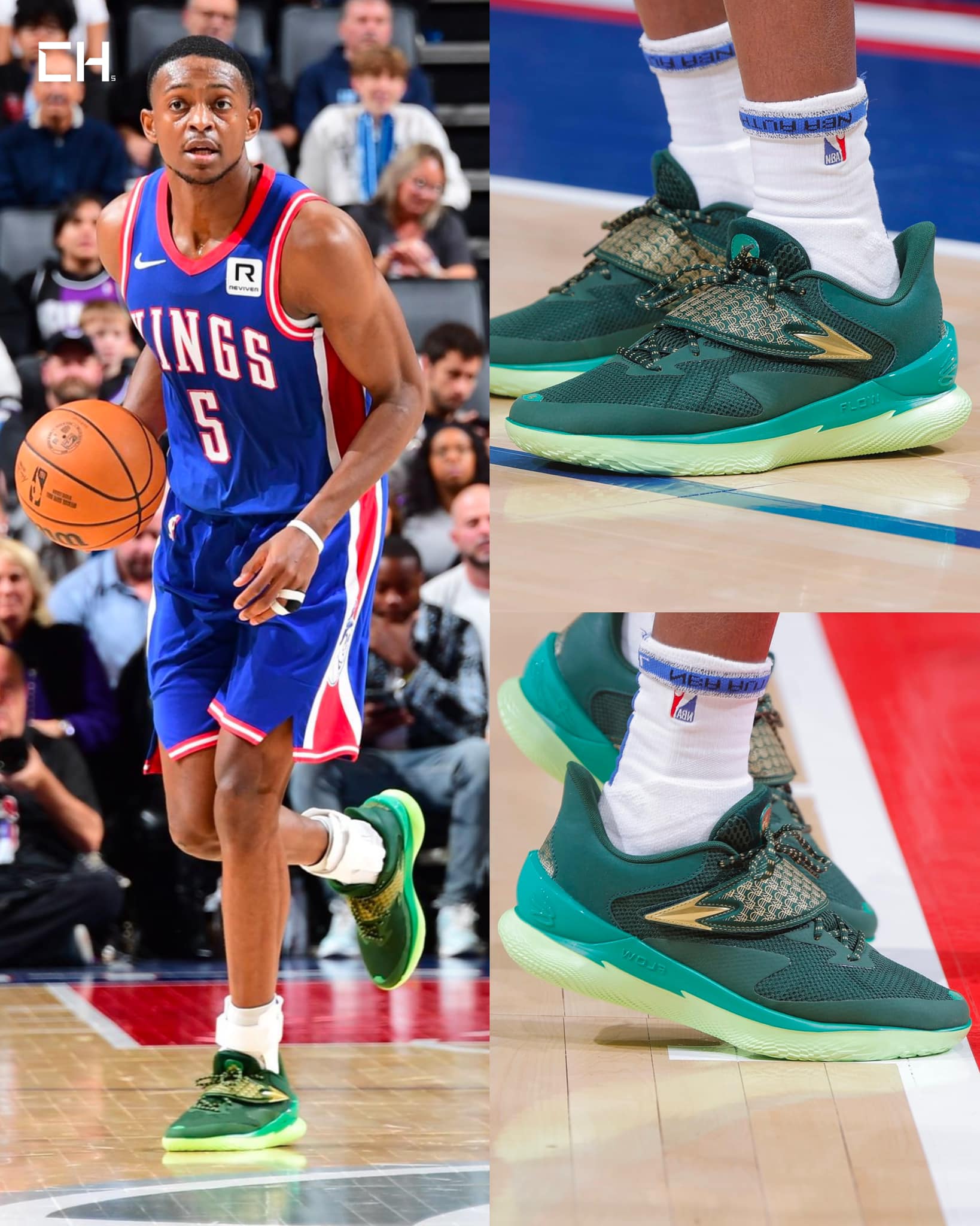 De'Aaron Fox laced up an alternate of his Curry Fox 1 