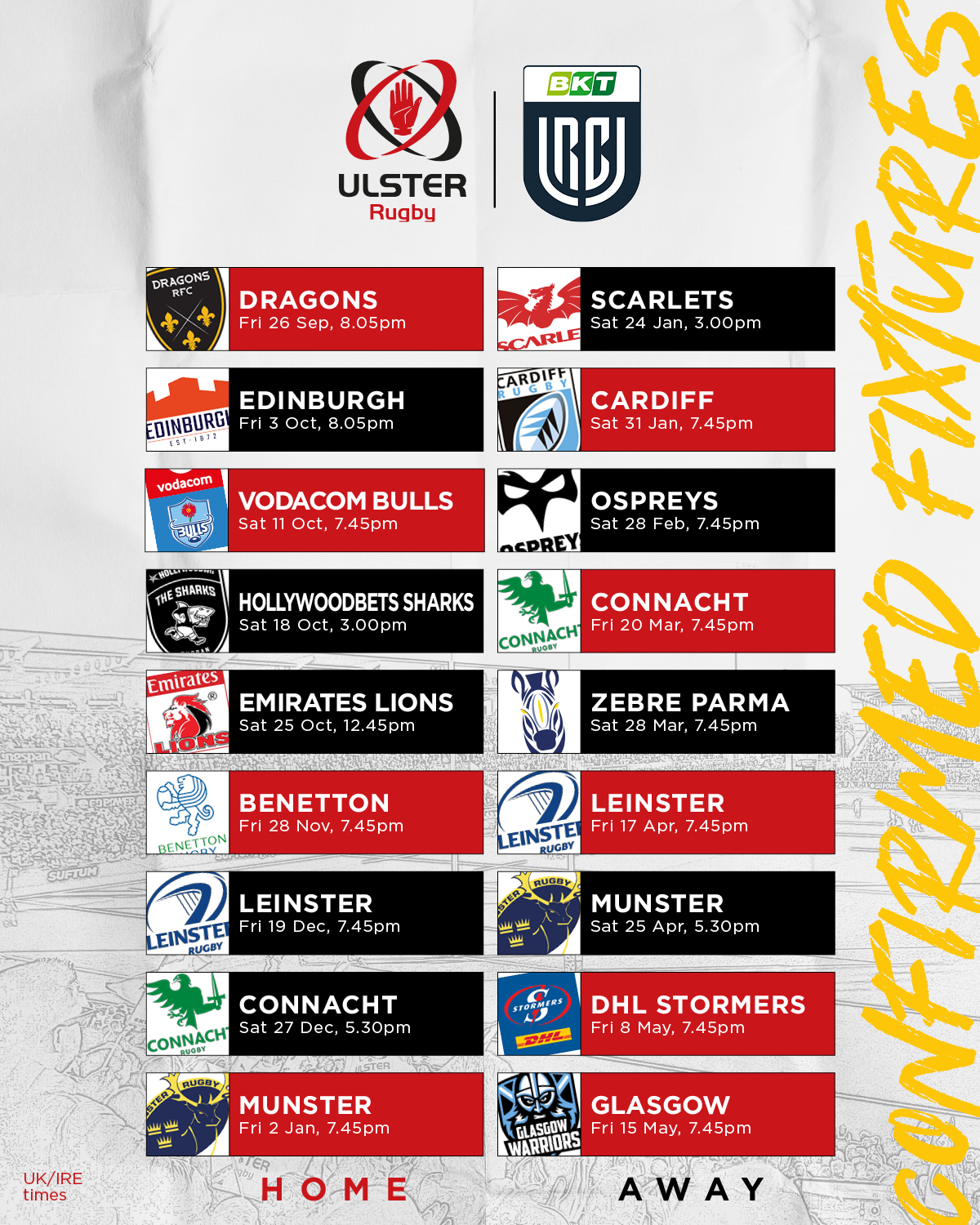 Ulster - Our 2025/26 URC fixtures are locked in! 🔒 Read more 👉 https ...