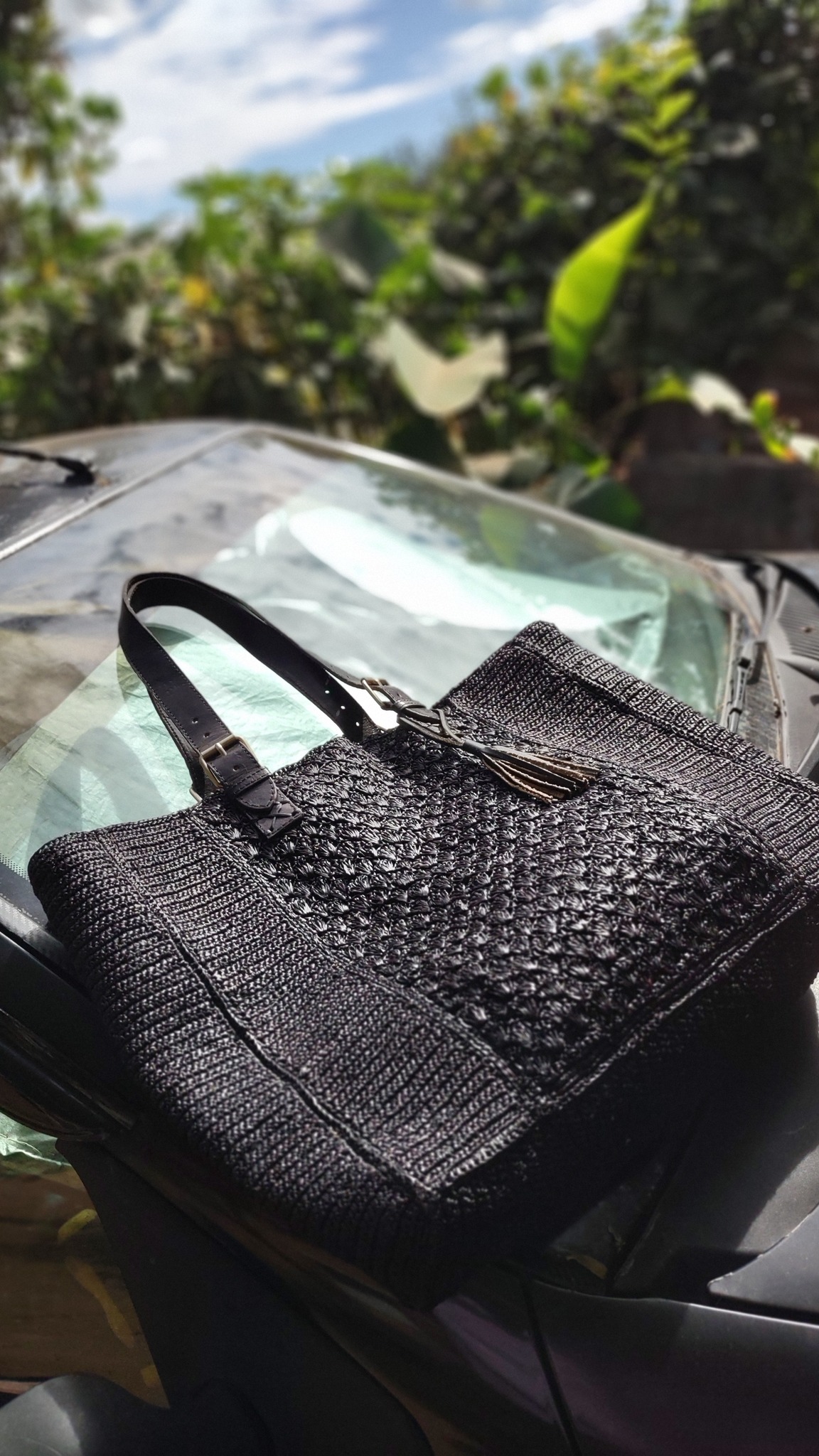 Sac Fourre-tout En Raphia Crocheté De Madagascar - Multicolore, Tissé Main - Marque Gasy