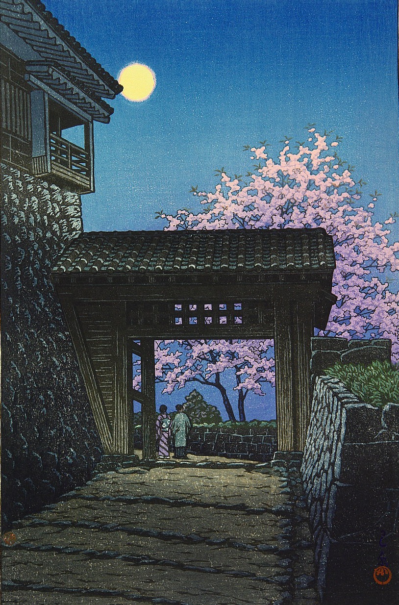 Kawase Hasui, Full Moon over Matsuyama Castle, 1953 #art #japan