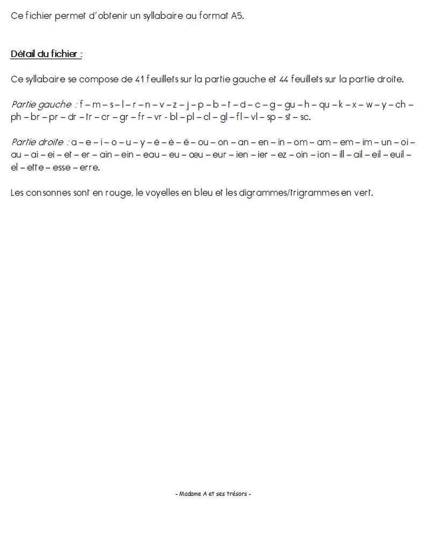 . 🔸 Syllabaire🔸 Le... - Madame A et ses trésors Boutique | Facebook
