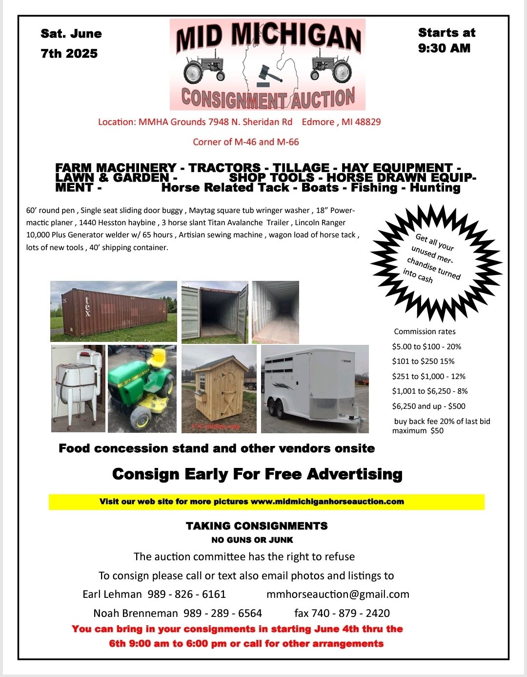 Mid - The Annual Consignment Auction is June 7th! See flyer for all the ...