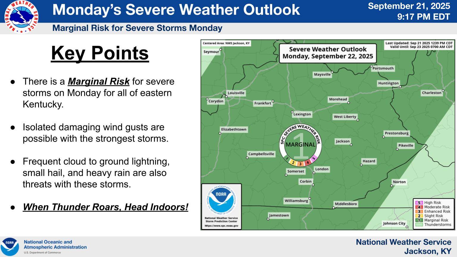US - There is a Marginal Risk for severe thunderstorms on Monday for ...