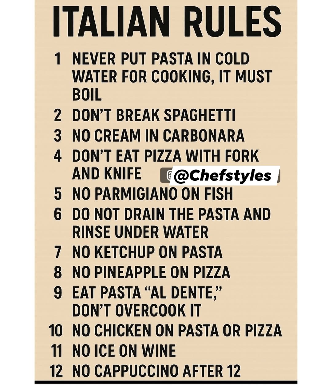 CHEF Styles - ITALIAN RULES 🇮🇹 #italia #italianfood... | Facebook