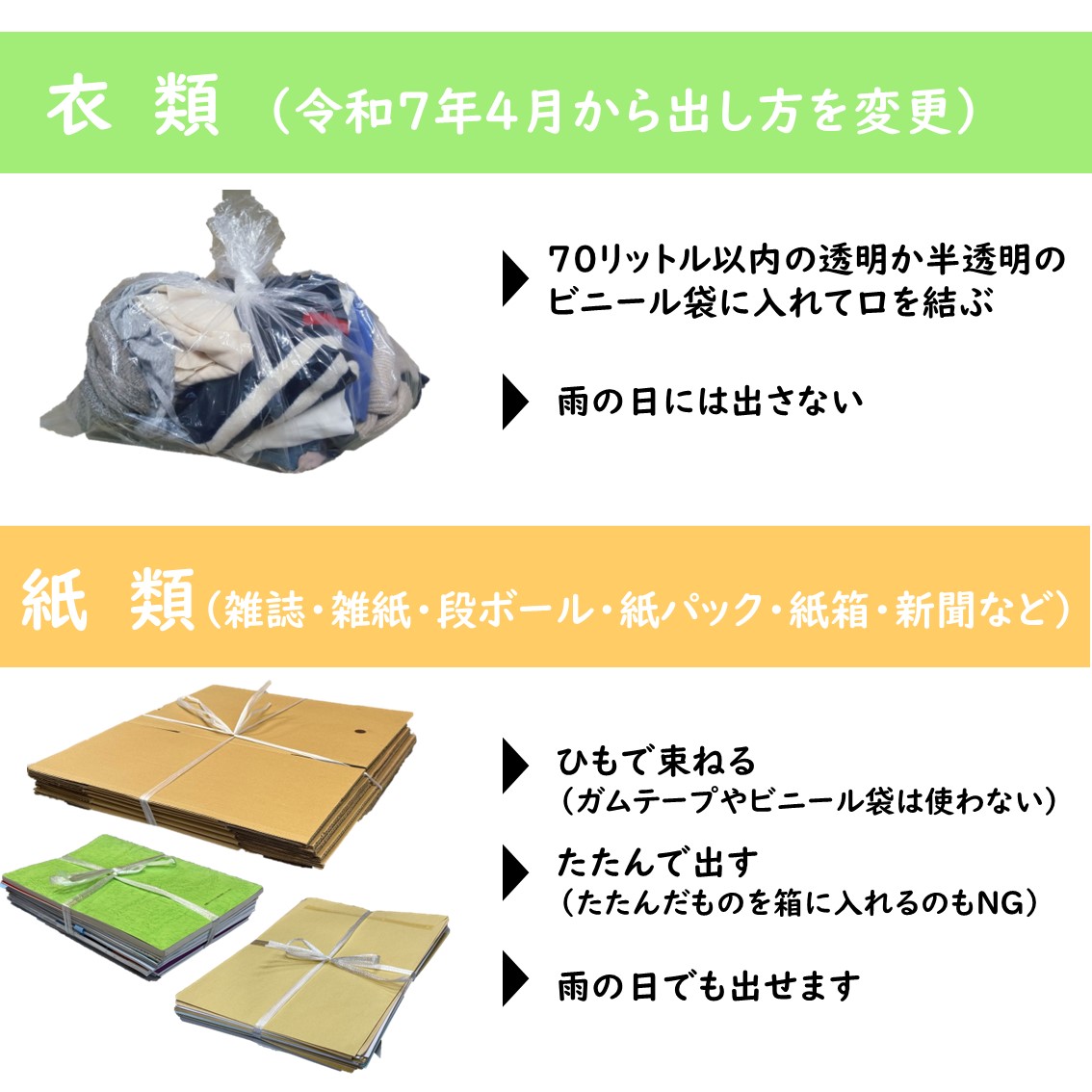 資源ごみ（衣類）の出し方が変わっています】 令和7年（2025年