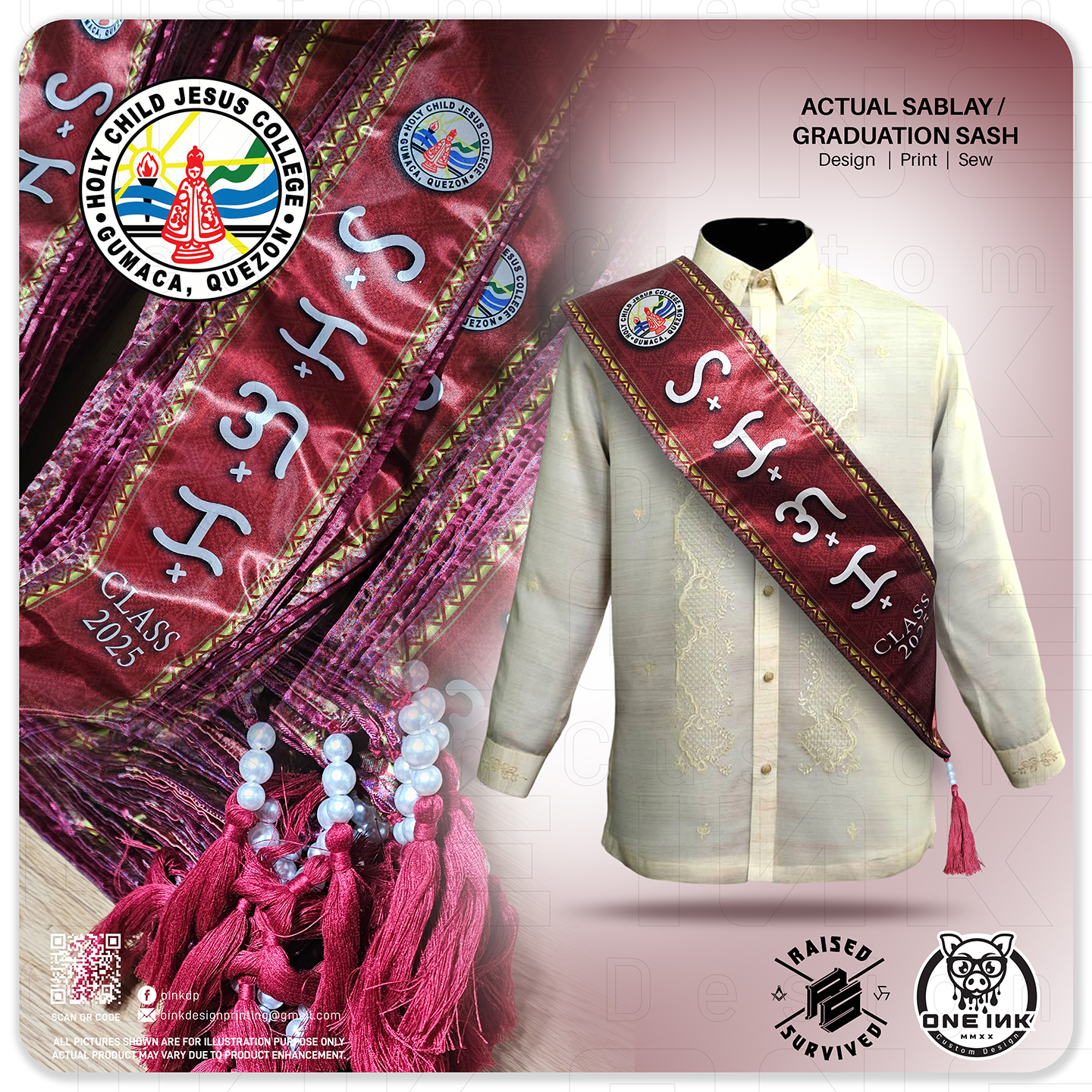 ONE - 🏏HOLY CHILD JESUS COLLEGE ~ Class 2025 👕Graduation Sash / Sablay ...