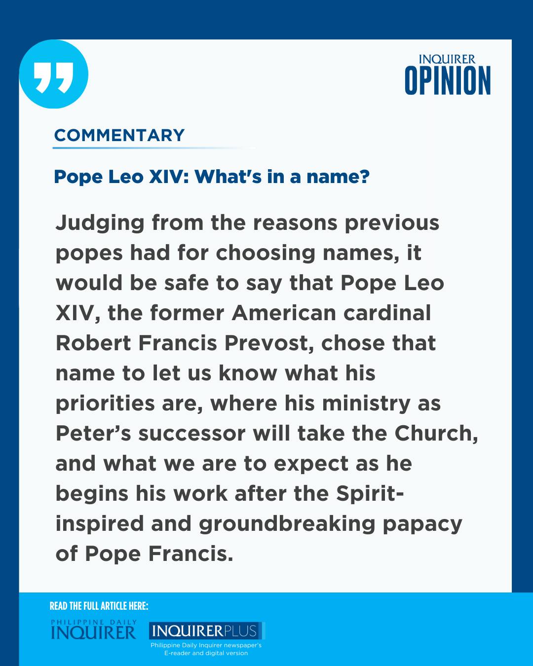 INQUIRER.net - Today's Inquirer Commentary (May 10, 2025). Visit http ...