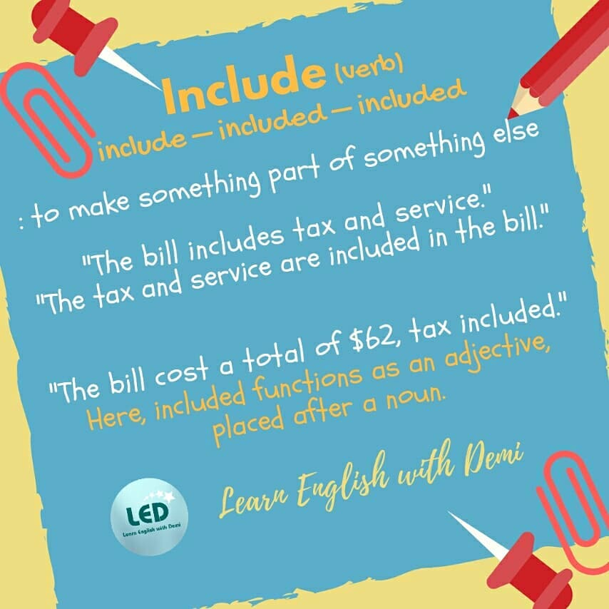 Grammar: Include – Included –... - Learn English with Demi