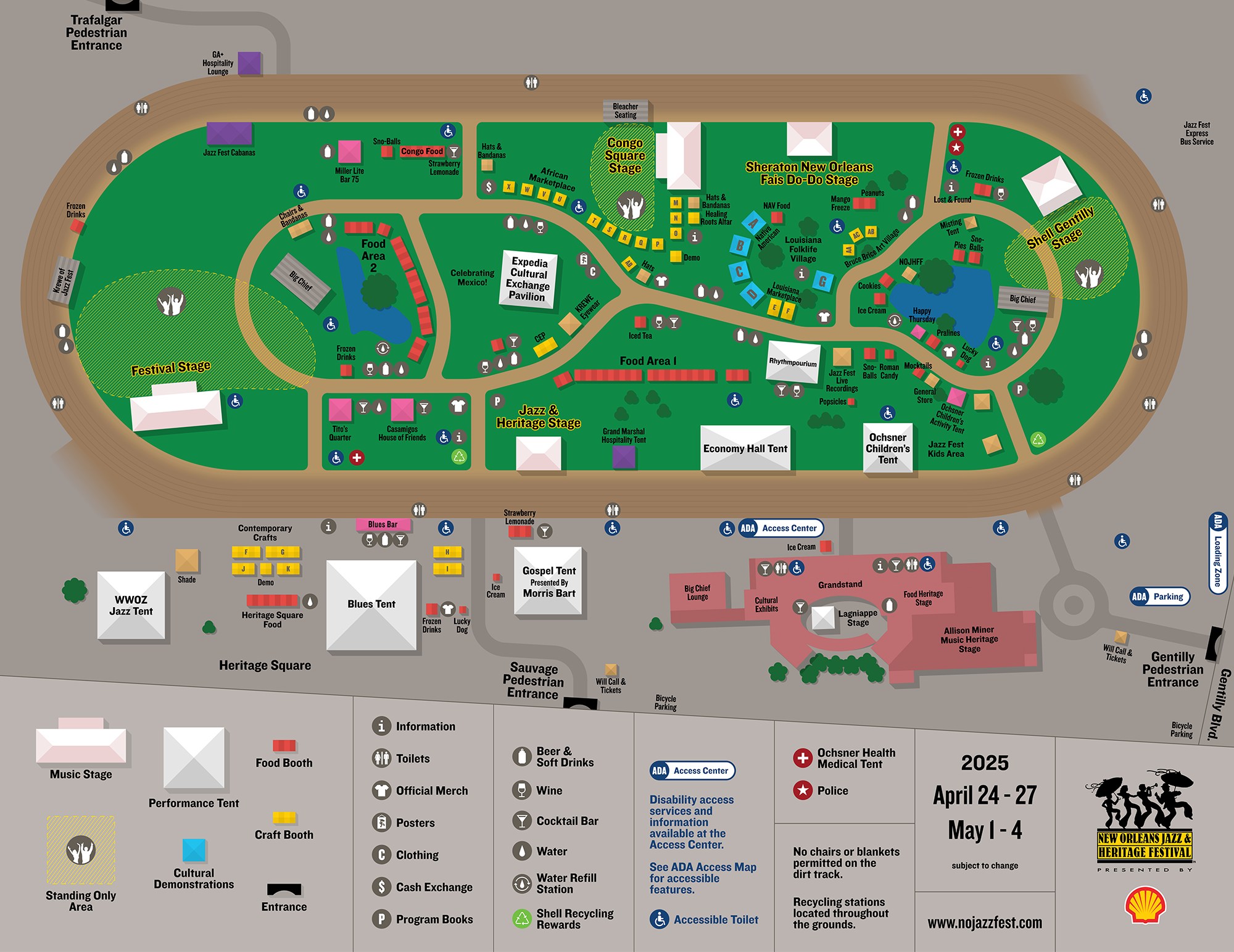 The Jacksons UNITY TOURパンフレット&フォレストローン地図 Here's the map for Jazz Fest 2025 at the Fair Grounds! Tap to