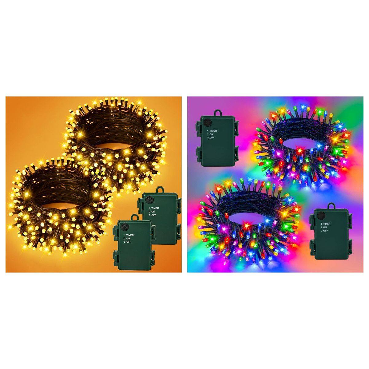 🔥 ✓NEU: 6,99 € ☀️🌴 Gcstnn Lichterkette Batterie Außen, 2 Stück Insgesamt 10M 100er LED Mehrfarbig Weihnachten Lichterkette mit Timer Wasserdicht Lichterketten für Weihnachtsbaum Schlafzimmer Garten Innen Deko ⚠️ Angebote sind begrenzt