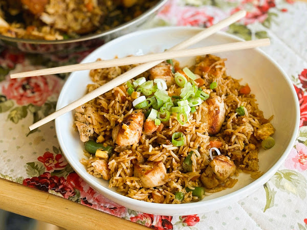 The English - Honey Garlic Chicken Fried Rice. For two, but easily ...