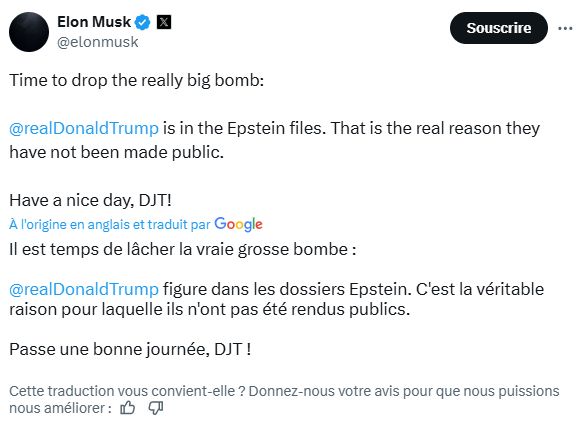 Québec - DERNIÈRE HEURE Elon Musk affirme que Donald Trump fait partie ...