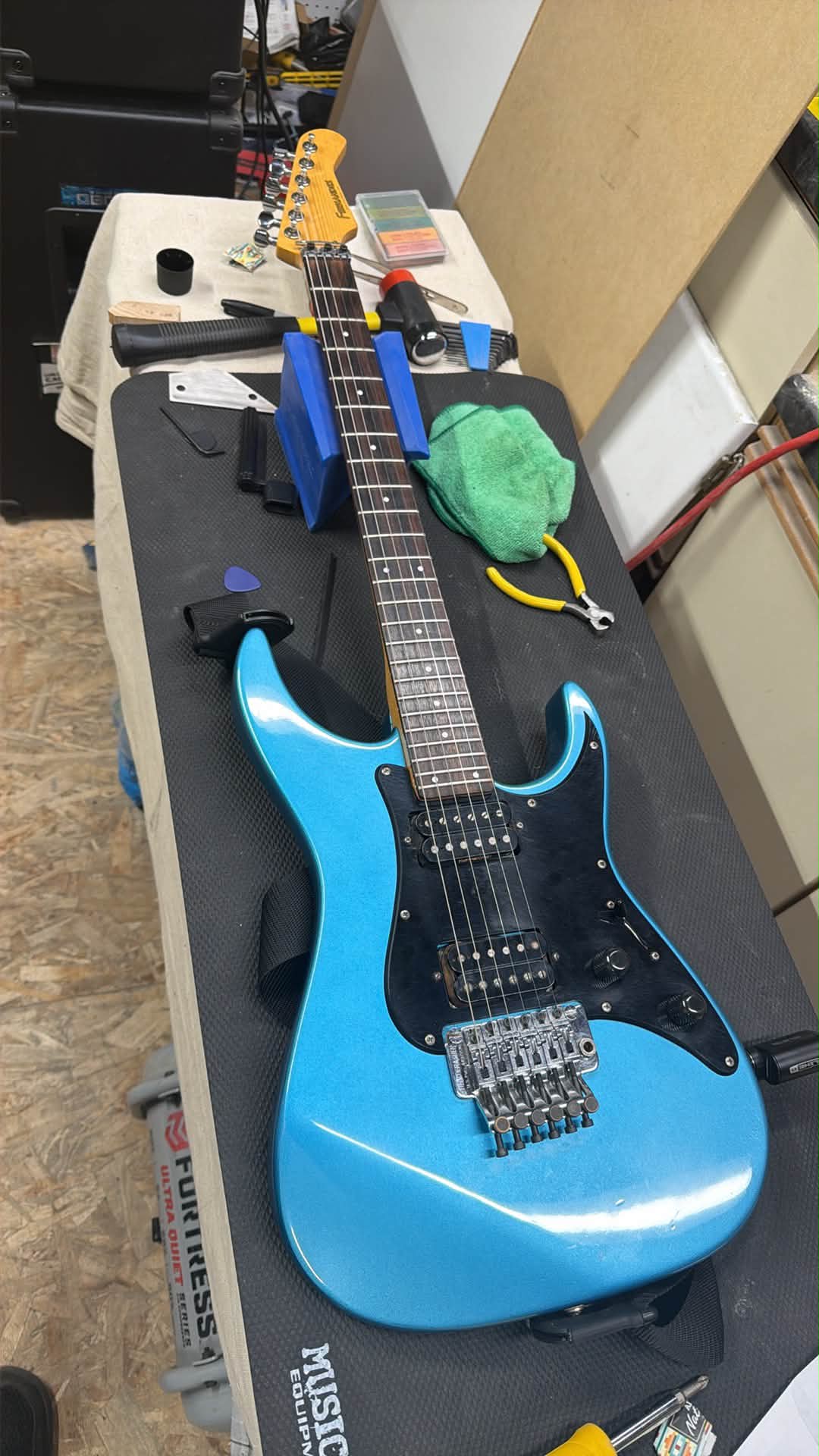 Unique modified Japanese guitar with Fernandes SB3000 booster