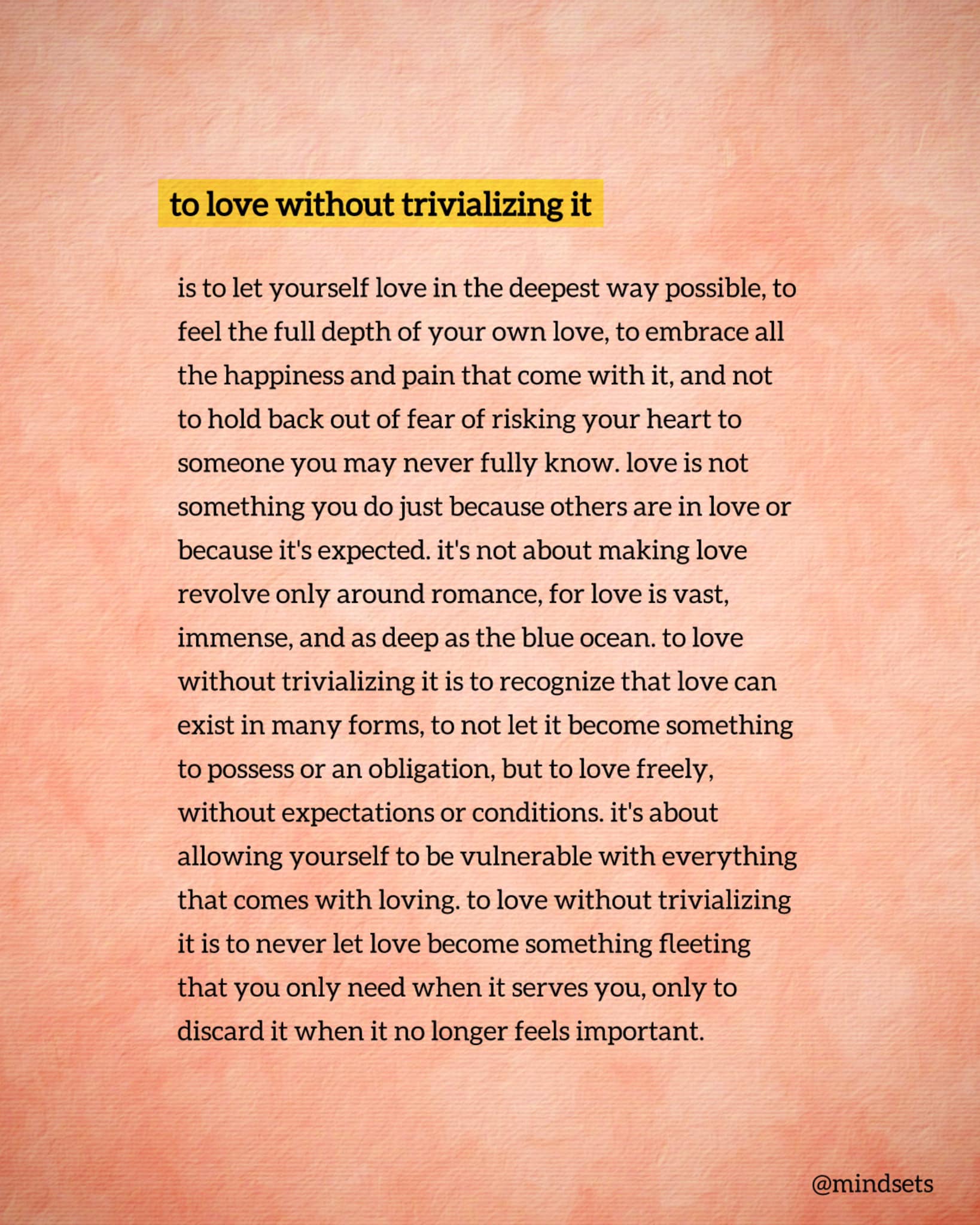 Mindsets - 🙌🪐🍀 to love without trivializing it is to let... | Facebook