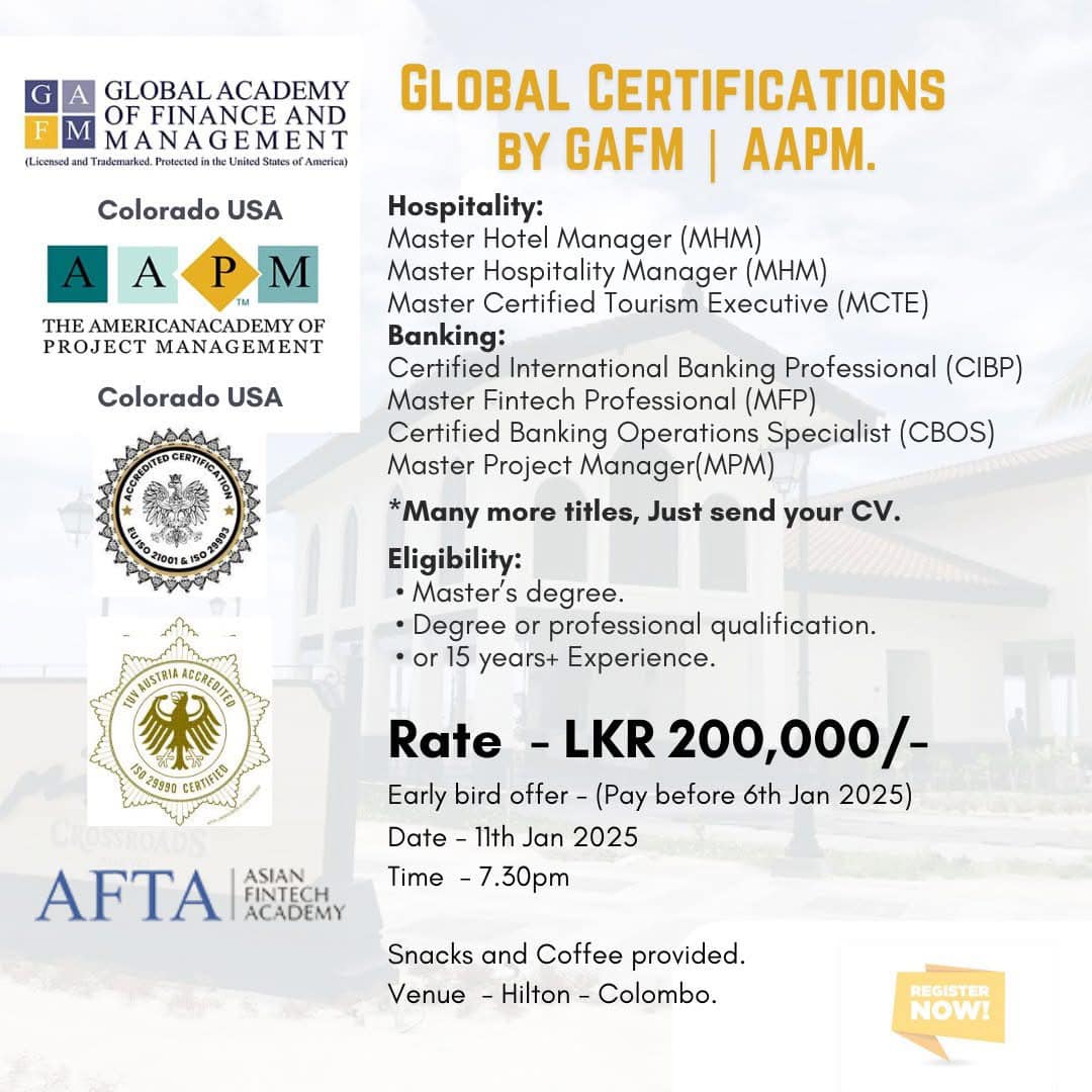 Global Academy of Finance and Management - Sri Lanka Chapter | Colombo