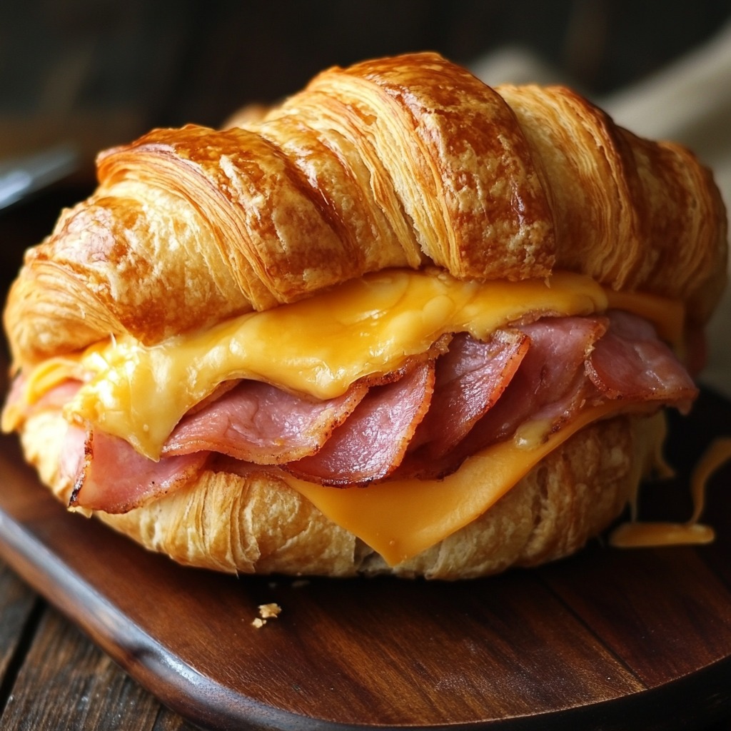 Recette - Croissants au jambon et au fromage Ingrédients : 4 croissants ...