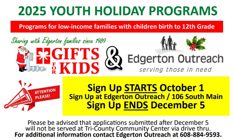 Edgerton - 🎁 2025 Youth Holiday Programs 🎄 Gifts for Kids — Birth to ...