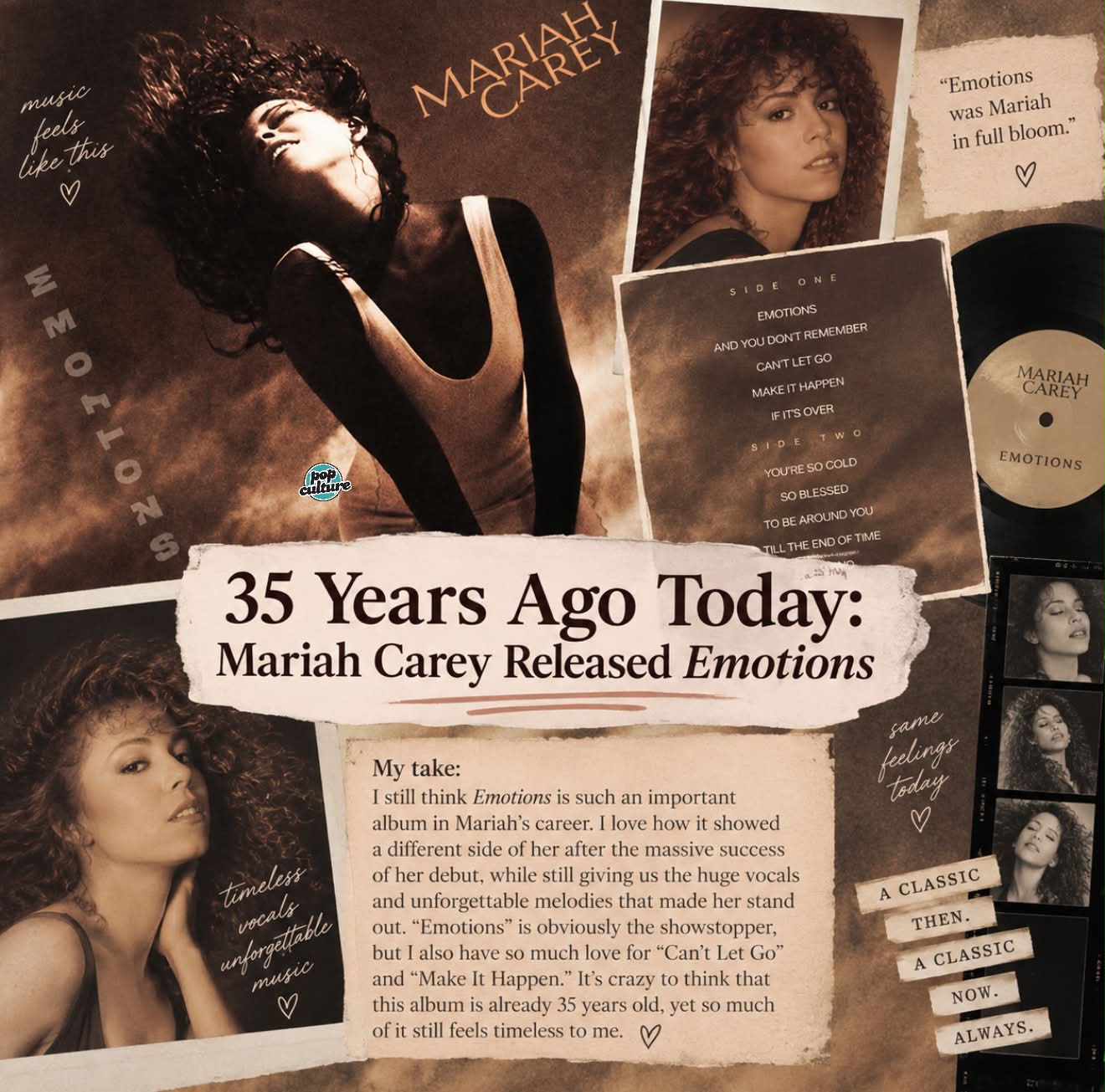 Pop - On September 17, 1991, Mariah Carey released Emotions, her