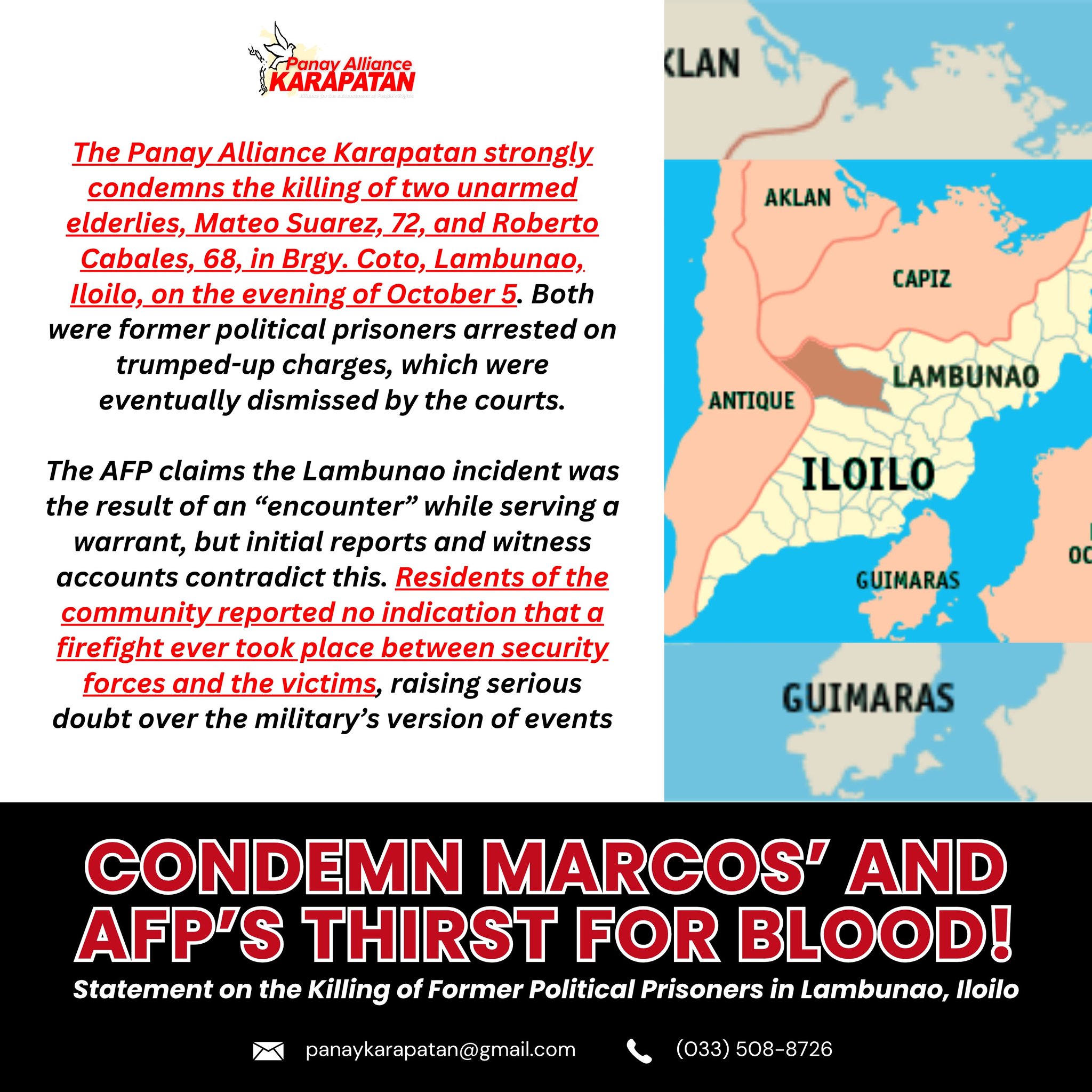 ‼️ 𝙃𝙐𝙈𝘼𝙉 𝙍𝙄𝙂𝙃𝙏𝙎 𝘼𝙇𝙀𝙍𝙏 ‼️... - Panay Alliance Karapatan | Facebook