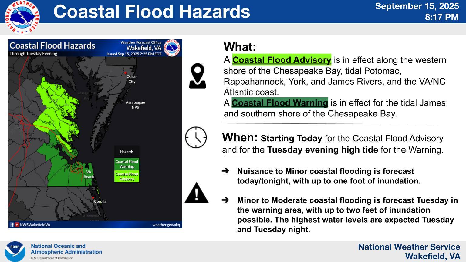 US - Coastal Flooding Update: A Coastal Flood Advisory is in effect ...