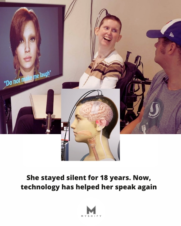 A 47-year-old woman who lost her ability to speak after a stroke