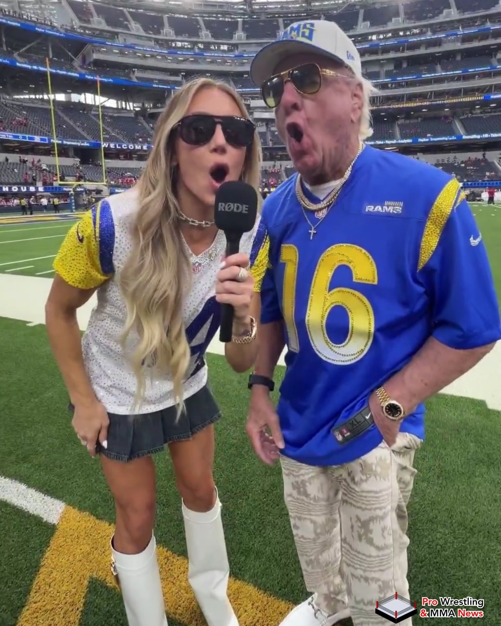 Charlotte Flair and Ric Flair attended tonight's Los Angeles Rams