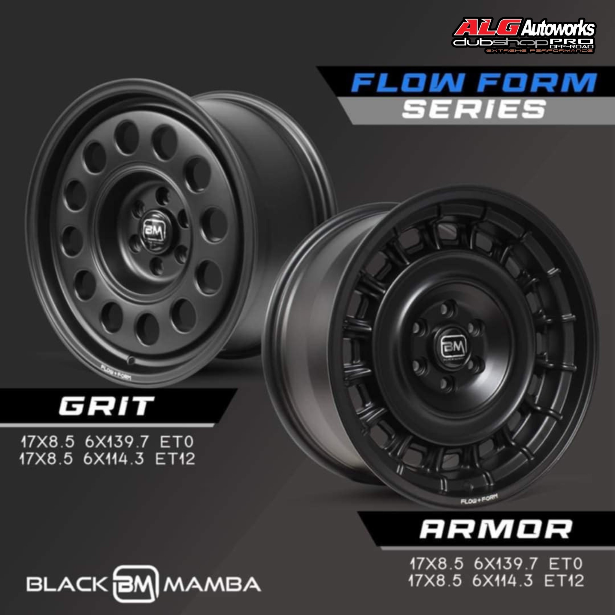 ALG - Black Mamba Flow Form Series wheels in GRIT and ARMOR designs ...