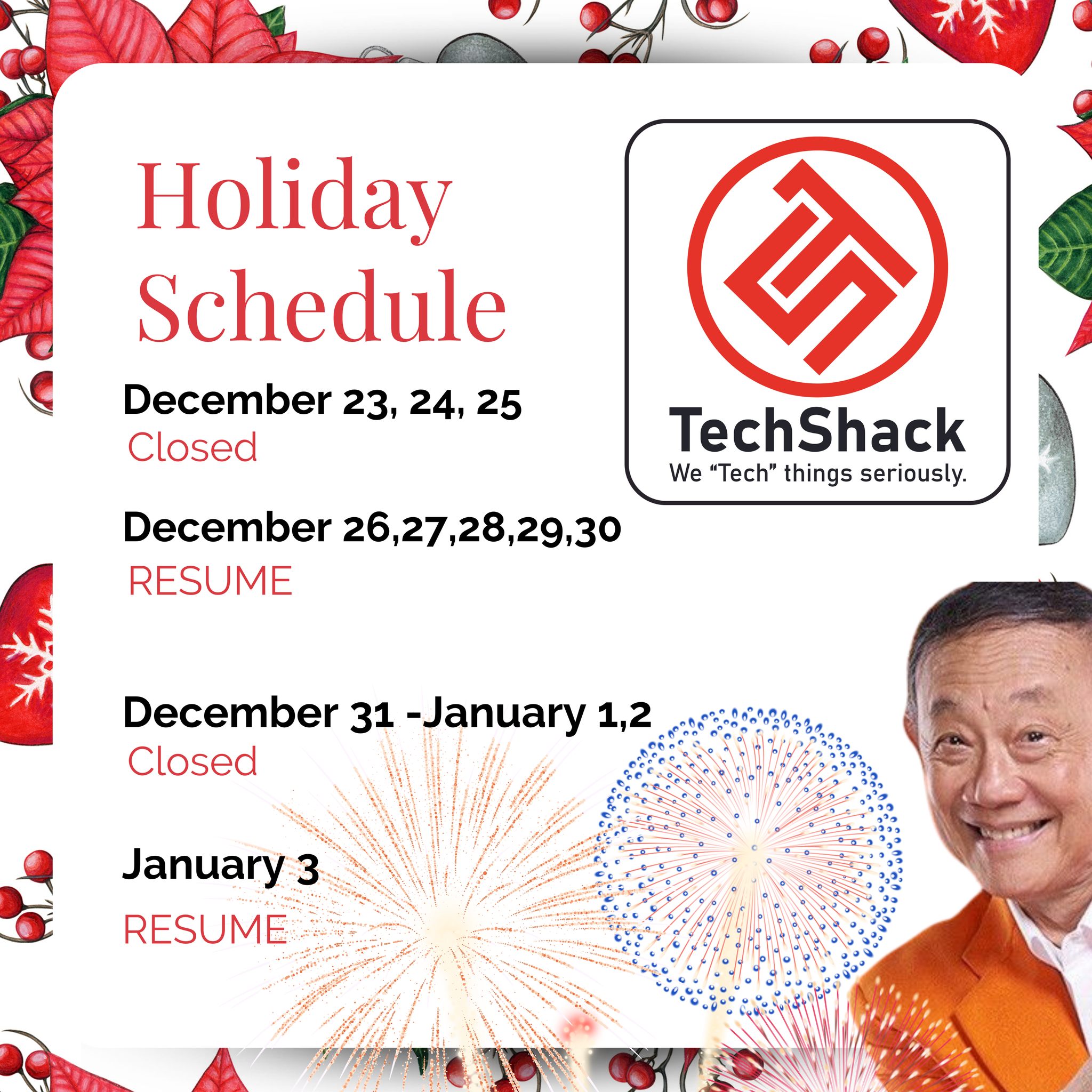 TechShack Cebu - @followers HOLIDAY SCHEDULE UPDATE 🎆🎄 ...