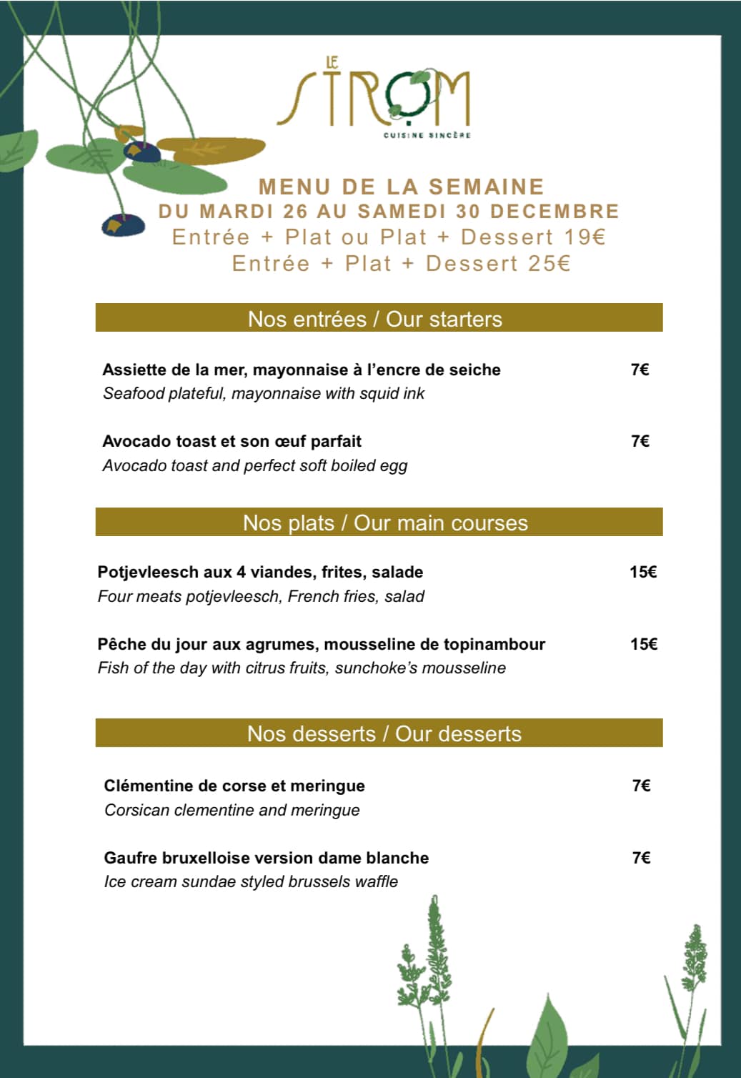 Le StrOm - Voici notre menu de la semaine 😉