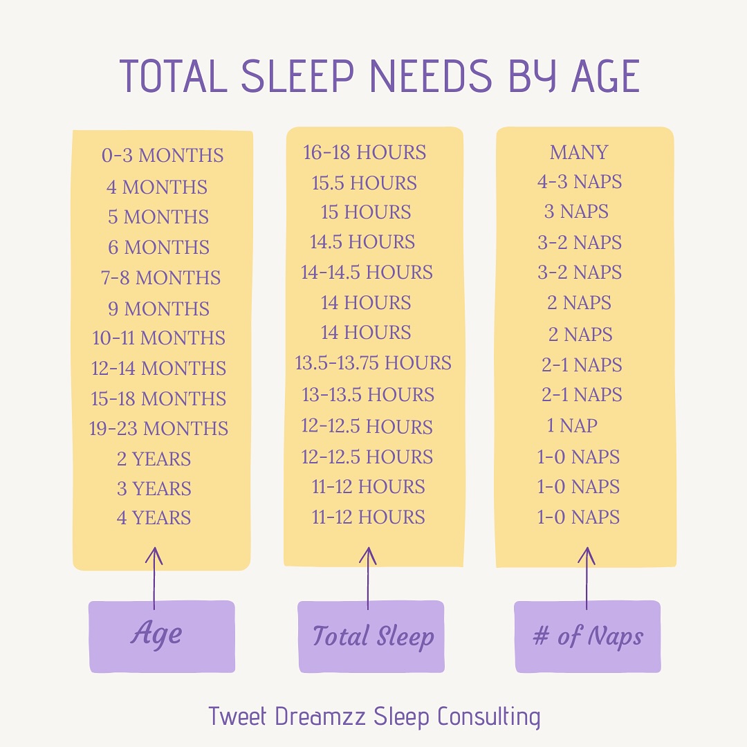 Total sleep needs for your little 🌙 Like and save this post to