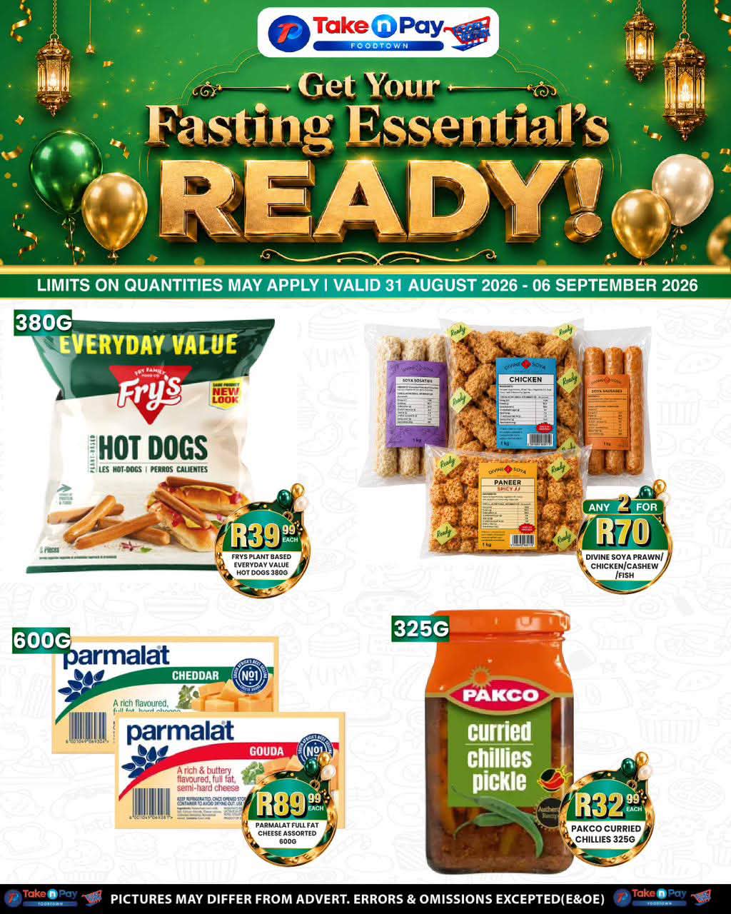 Take N Pay fasting essentials sale from August 31 to September 6 2026