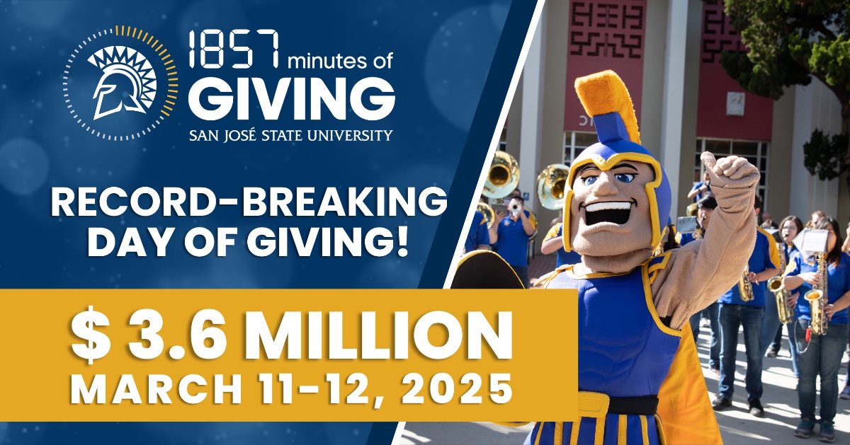 San - SJSU's 1857 Minutes of Giving made history this week! Thanks to ...