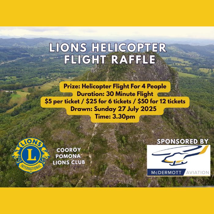 Cooroy - LIONS CLUB HELICOPTER RAFFLE 