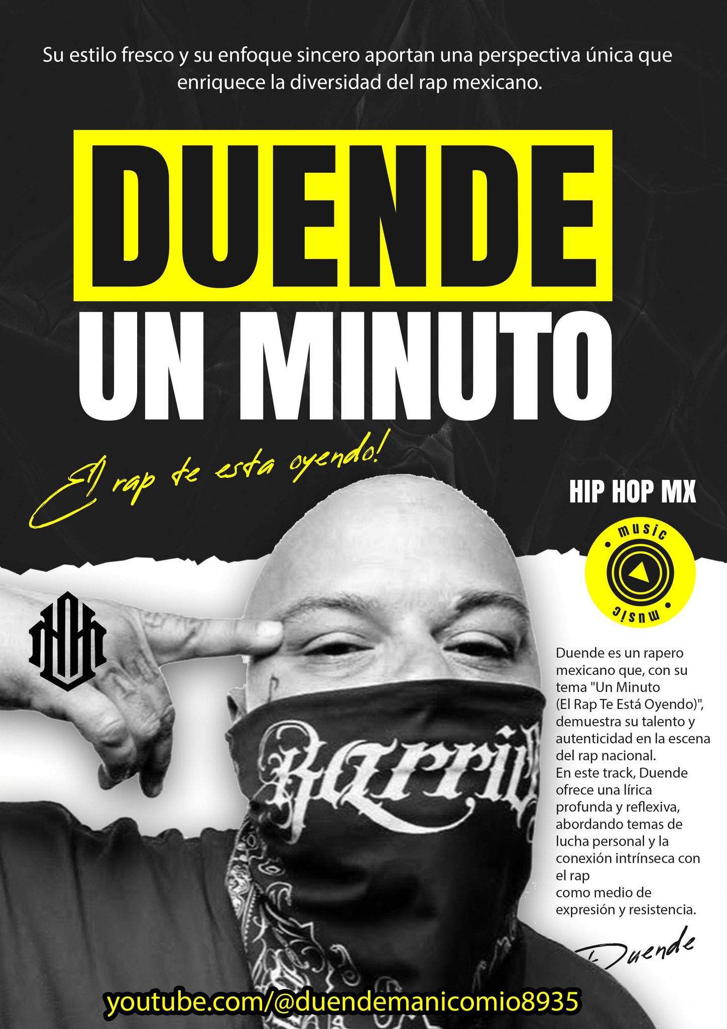 HIP - Duende es un rapero mexicano que, con su tema 