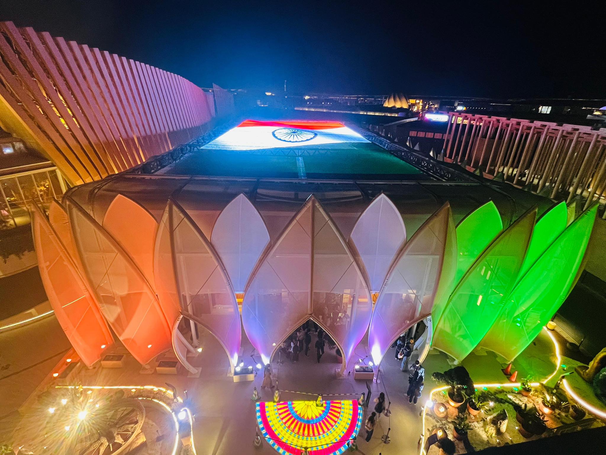 Breathtaking night views from atop the Bharat Pavilion at