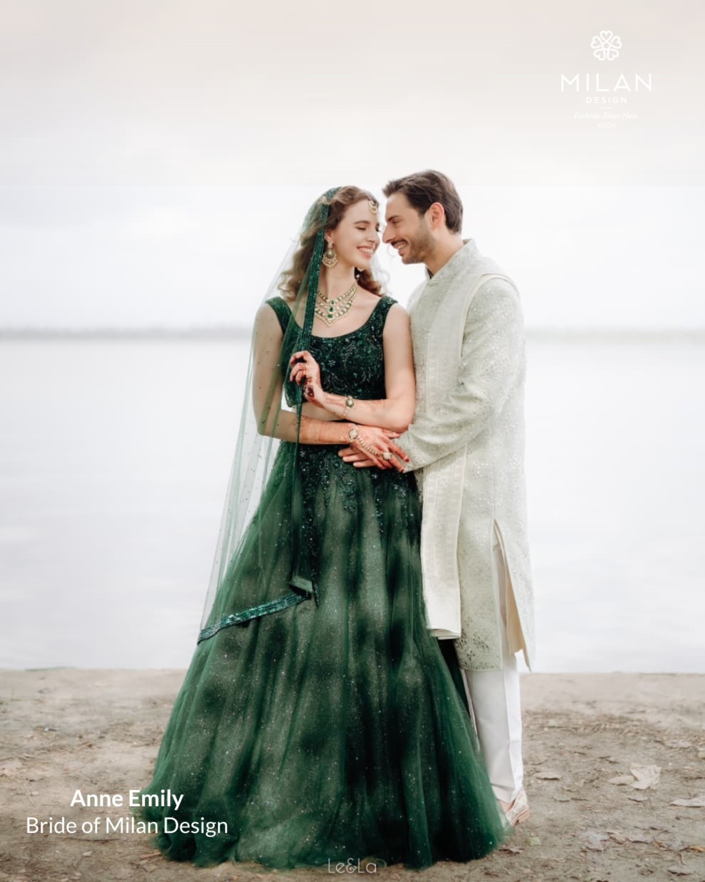 emerald green desi wedding dress Annie Emily shines in our lehenga monc_