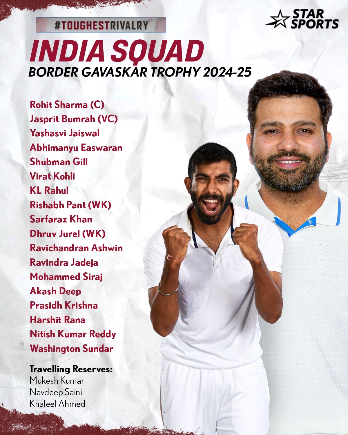 Star - 🚨 SQUAD ANNOUNCEMENT 🚨 #TeamIndia have announced their 18-member ...