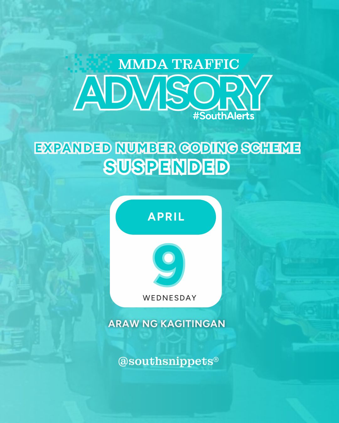 South - MMDA ADVISORY: The Number Coding Scheme is suspended on ...