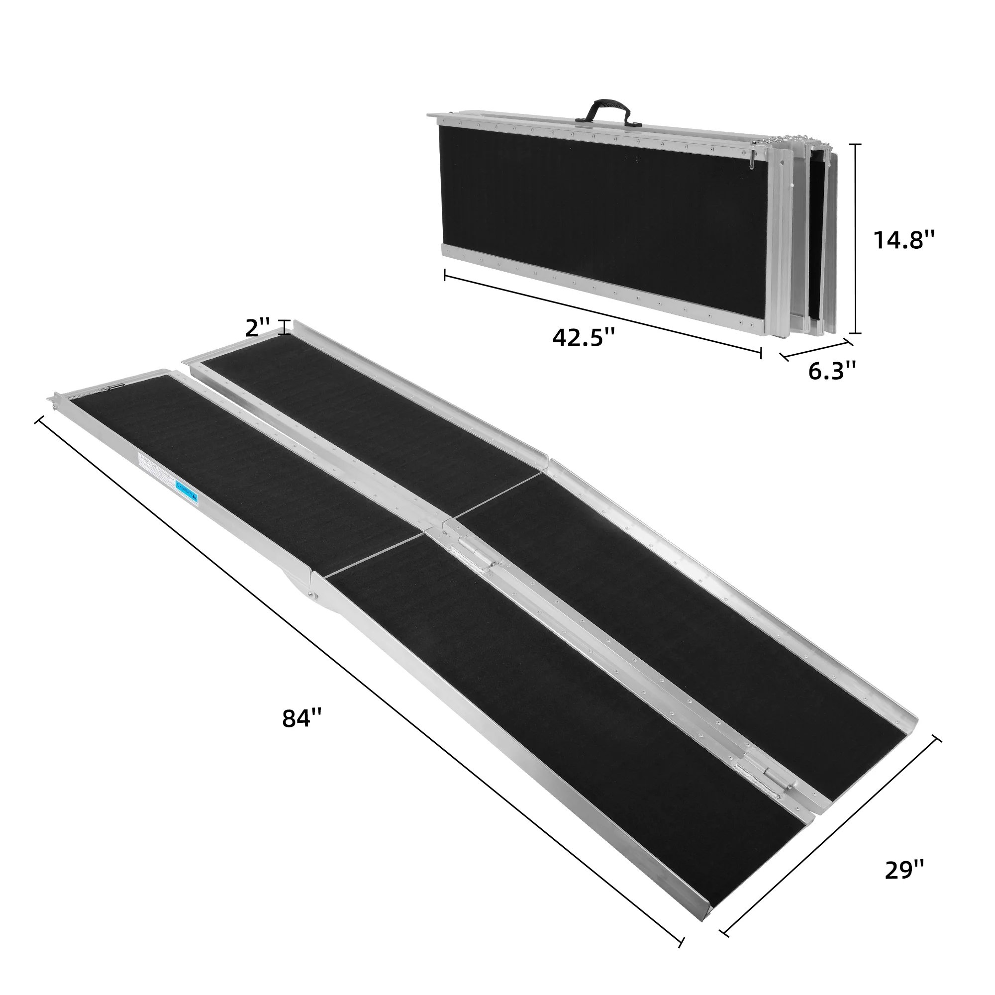 7FT Folding Aluminum Wheelchair Ramp with Handle, Utility Mobility ...