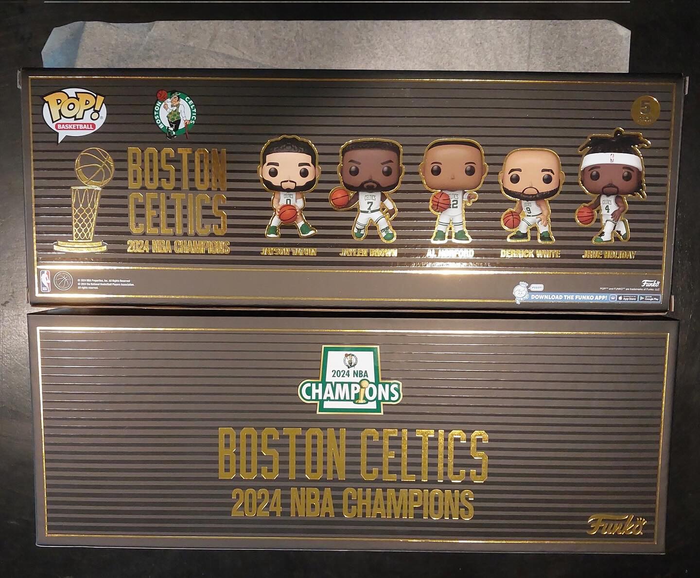 In hand with the Boston Celtics 2024 NBA Champions Funko POP! 5  display picture 1