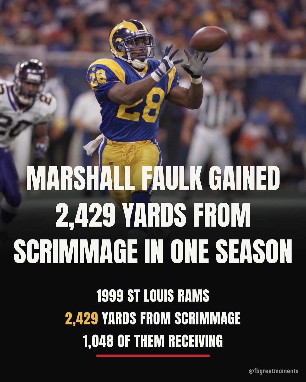 Marshall Faulk 2429 yards from scrimmage 1999 Rams