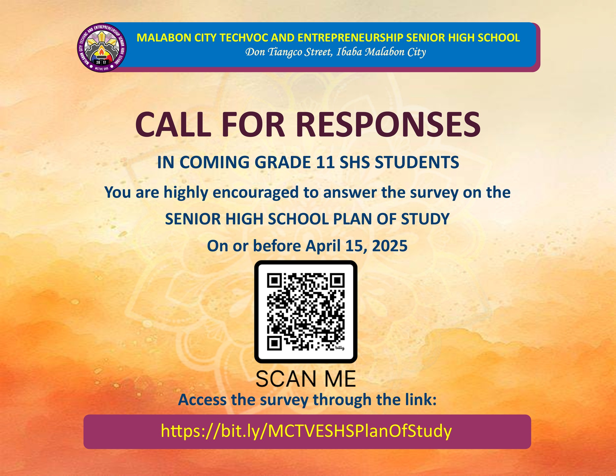 Malabon - CALL FOR RESPONSES | All incoming Grade 11 Senior High School ...