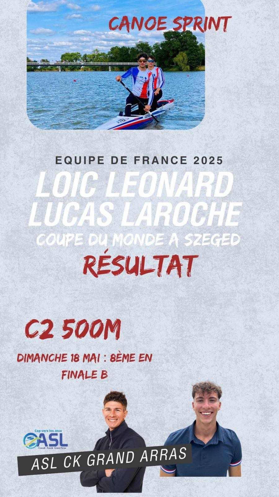 ASL Canoë Kayak - Coupe du Monde de Szeged – Résultats C2... | Facebook