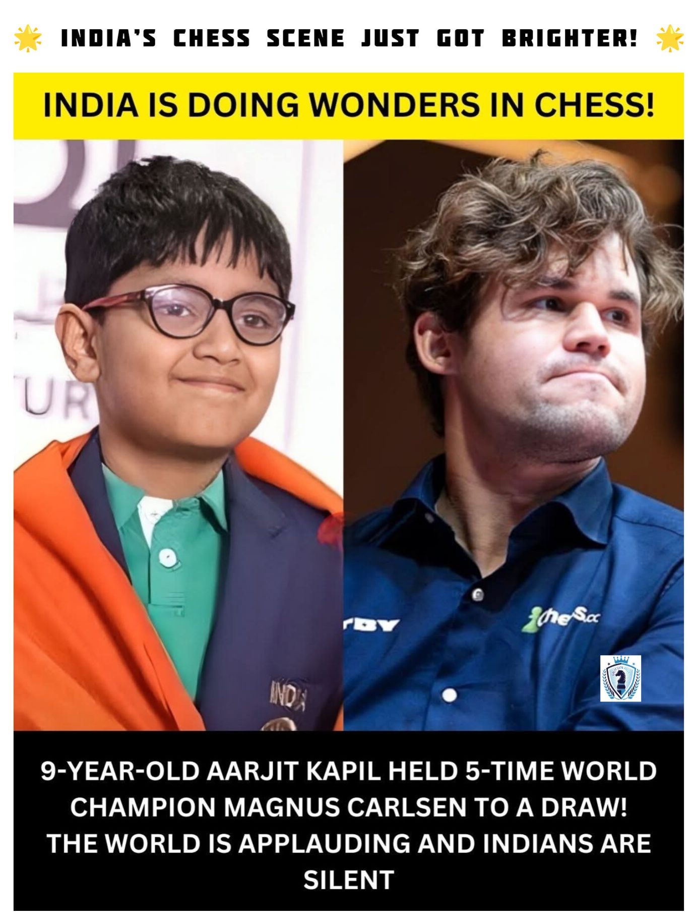 Chess - 🌟 India’s chess scene just got brighter! 🌟 9-year-old prodigy ...