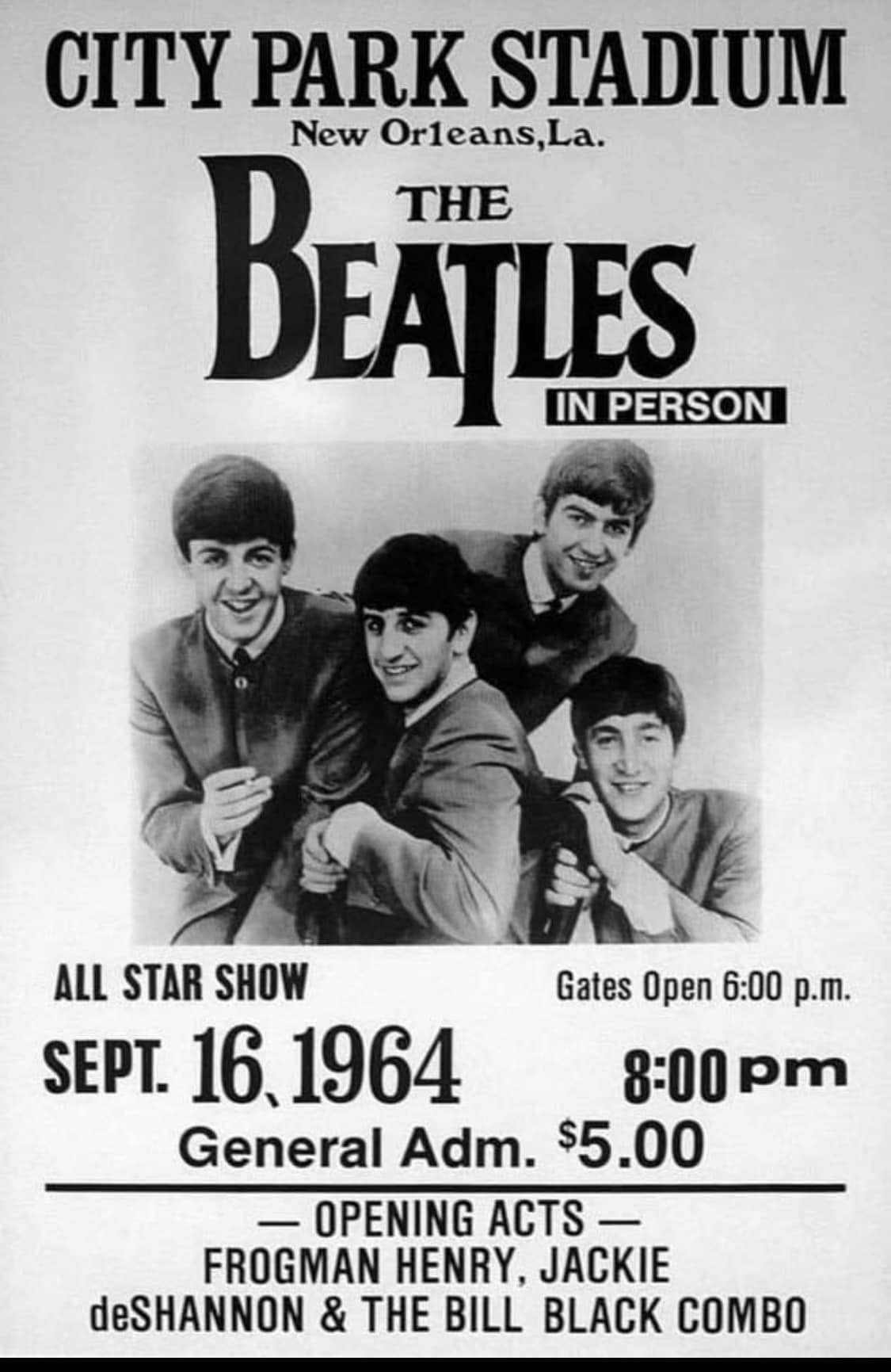 The Beatles' 1964 Concert at City Park Stadium in New Orleans