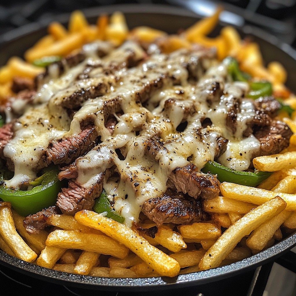 Recette - Frites au Fromage et au Steak Philly Ingrédients (pour 3 à 4 ...