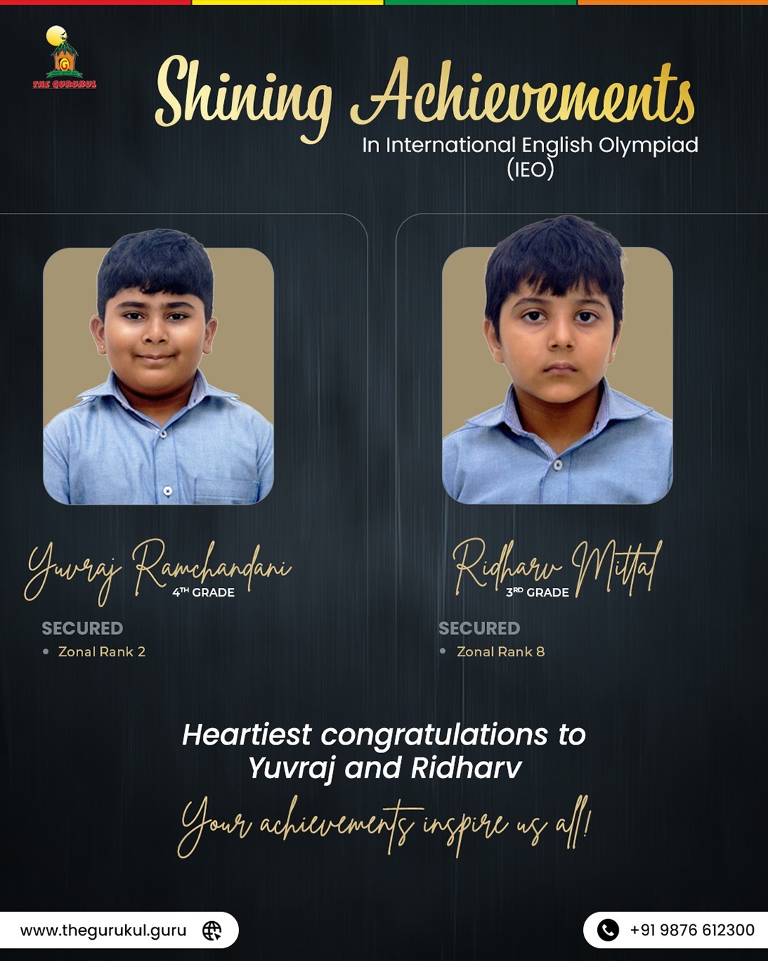 The Gurukul - Yuvraj and Ridhav secured notable ranks in... | Facebook