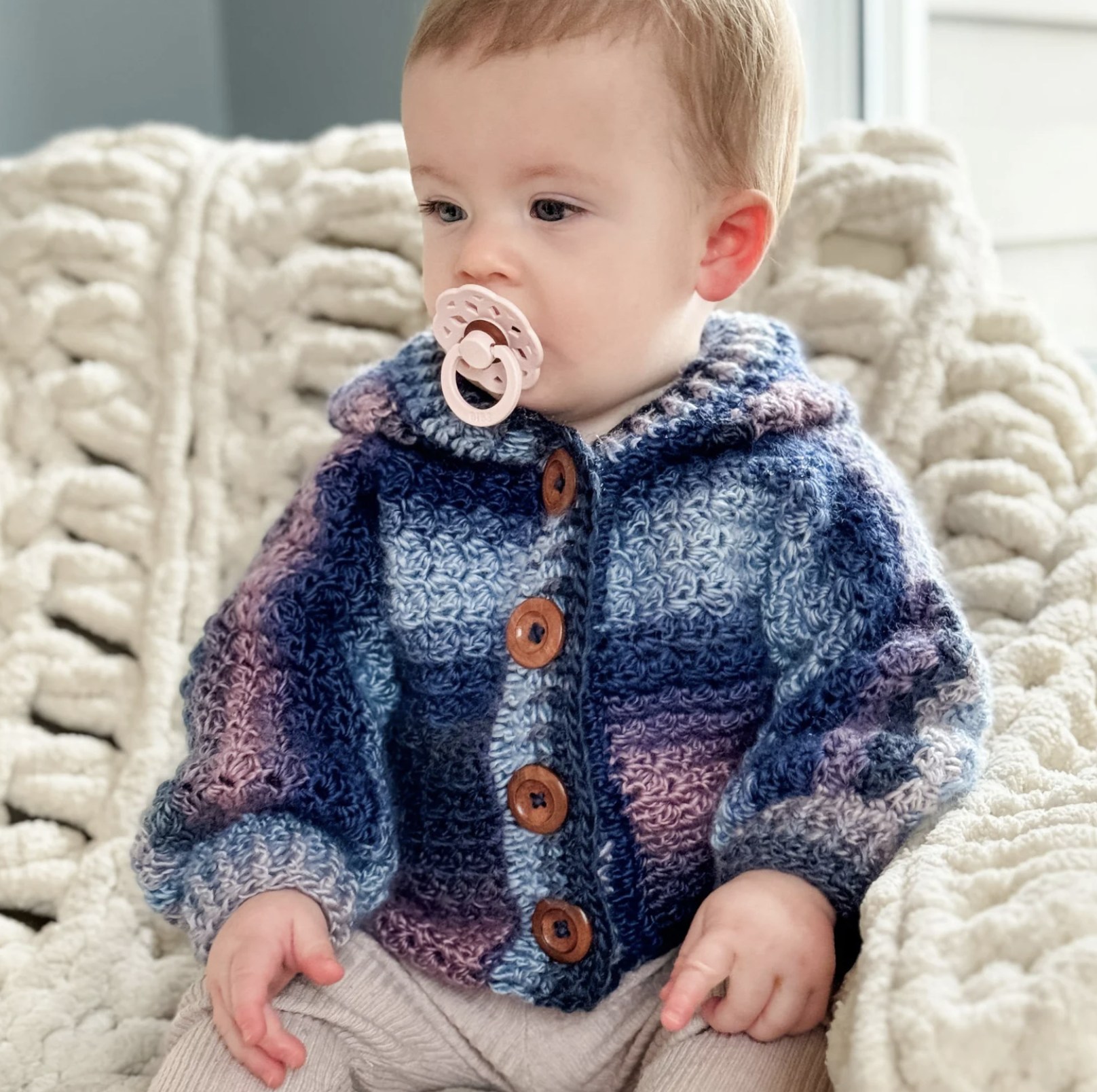 Check out the pattern for the Rainbow Hugs Hoodie Crochet Cardigan 